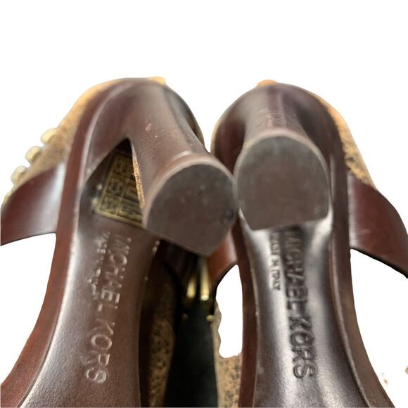 Rare! Michael Kors Brown Stiletto Platform Leather Boots - Picture 11 of 16